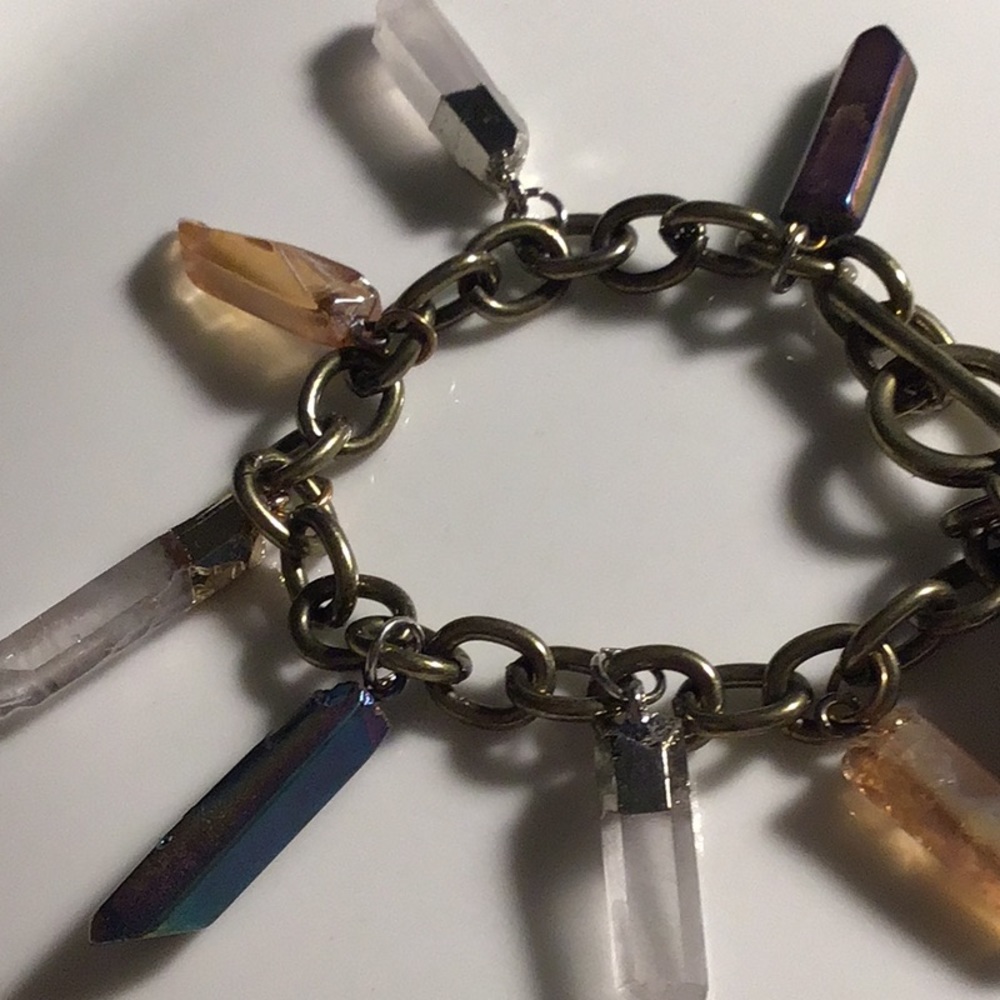 Multi Quartz Crystal Charm Watch OOAK - Picture 3 of 6